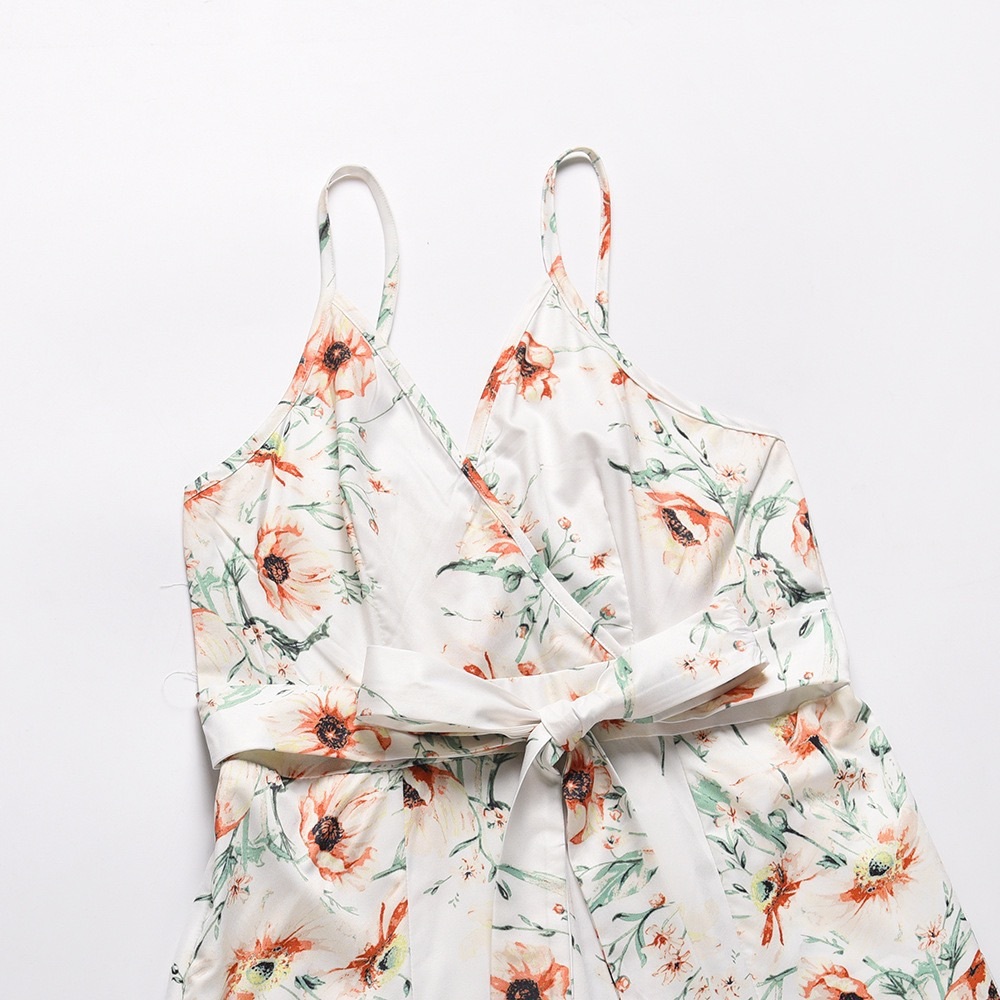 Floral Print Side Slit Jumpsuit White - Picture 6 of 6